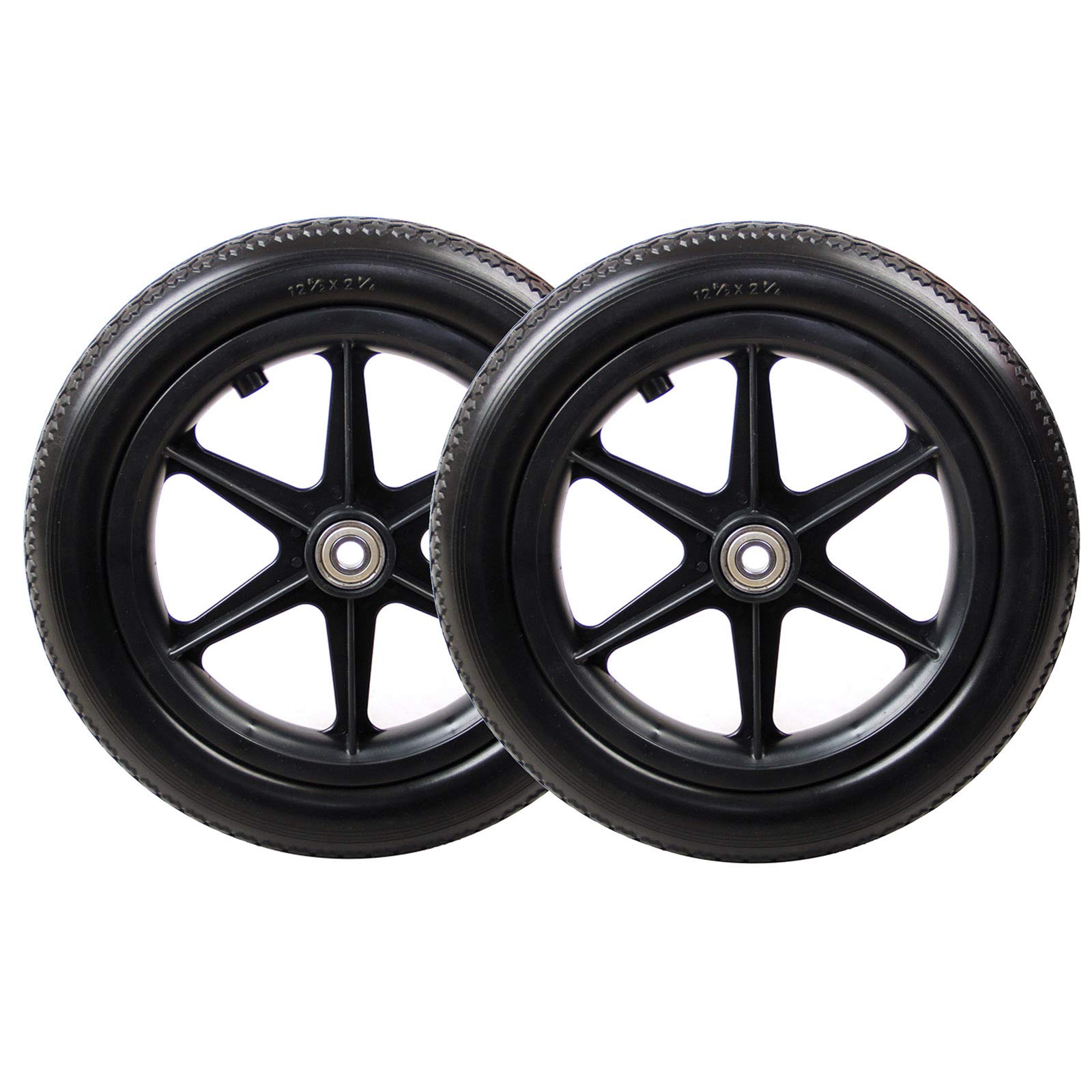 LekLai Ruedas de Pu de Repuesto para Sillas de Ruedas Manuales, 12 Pulgadas, Neumáticoizo, Rueda Trasera para Silla de Ruedas, con Rodamiento de Acero, 1 Par (2 Piezas)/Black/19Cm/8In(Thick)
