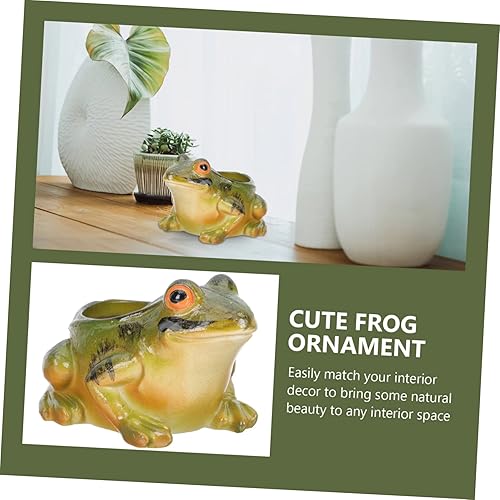 Miniatura 6 de Maceta de cerámica única para decoración de rana, maceta suculenta artificial, decoración del hogar, mini contenedor de plantas