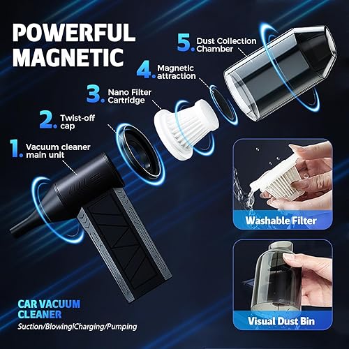 Miniatura 9 de Soplador turbo LED, soplador de nieve de alta velocidad 2026 de 130,000 RPM para automóvil e interior, herramienta de eliminación de nieve