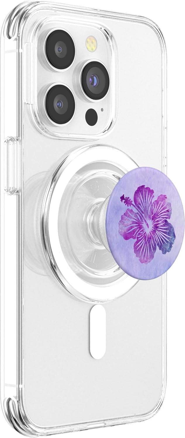 Hibiscus Tropical Flower Purple Watercolor PopSockets PopGrip: Swappable Grip for Phones & Tablets PopSockets MagSafe PopGrip for iPhone
