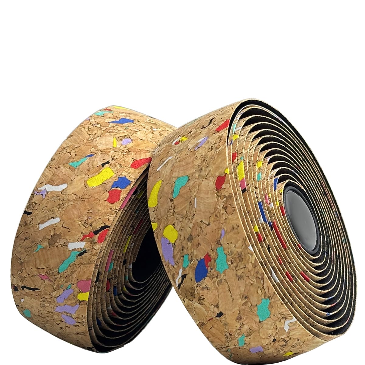Cork Bike Handlebar Tape for Road Bike 2 Rolls Anti-Slip Shock Absorption Bicycle Wrapping Grip Bar Tapes with Bar Plugs (Cork Multicolor)