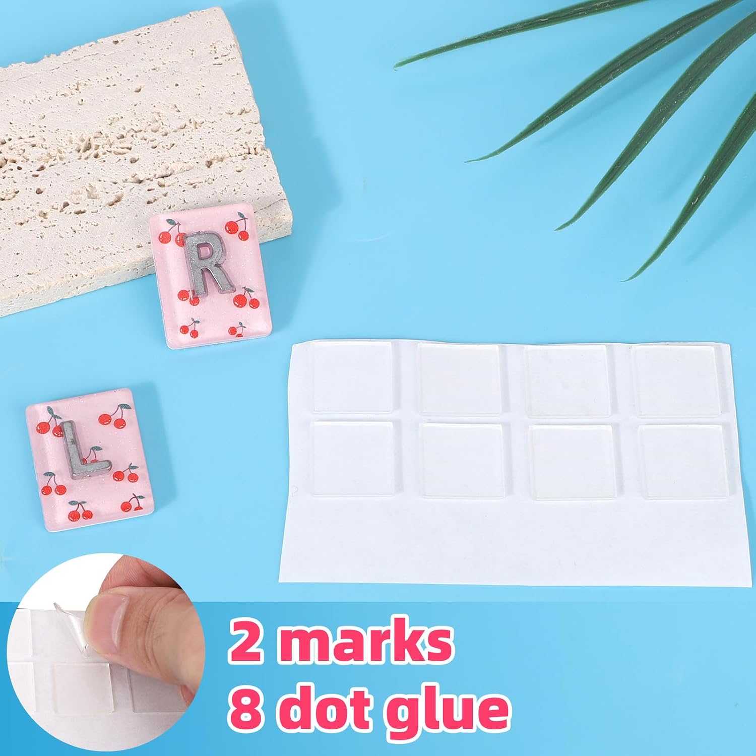 2pcs Radiographic Markers, Resin Cherry Pattern Radiology Markers Letters L & R with 8pcs Reusable Adhesive Strips for Badge Reel Buddy