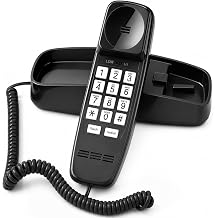 Uvital Corded Phones for Landline, Wall-Mount Telephones for Landline Phone with Loud Ringer, Home or Office Phone, No Power Required, Emergency Telephone, Black
