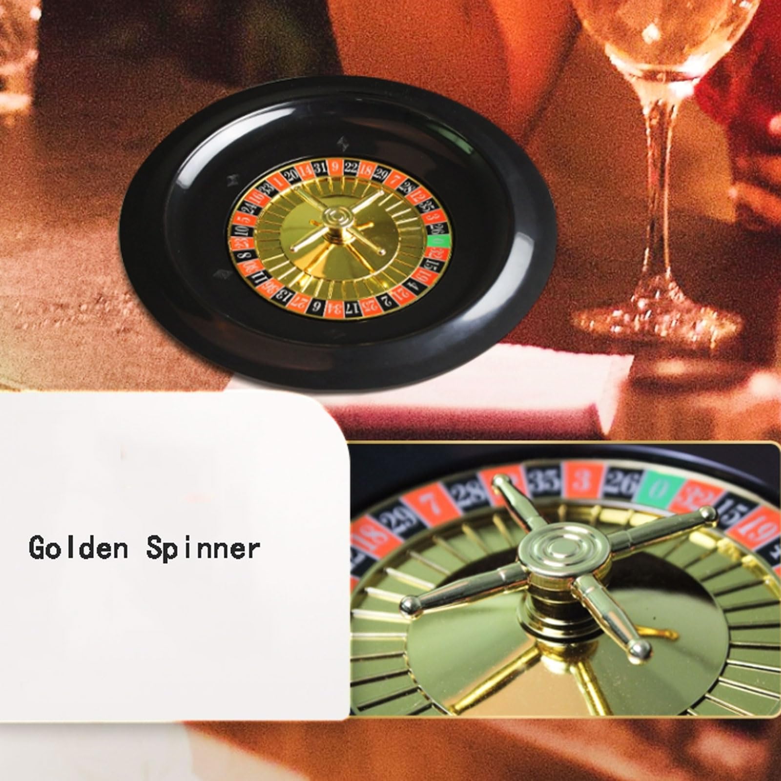 GeRRiT Roulette-Rad 18-Zoll-schwarzes Deluxe-Roulette-Rad-Set, Präzisionslager mit Einzel-Null-Layout, Roulette, Roulette-Spiele für Spieleabende Partyspiele