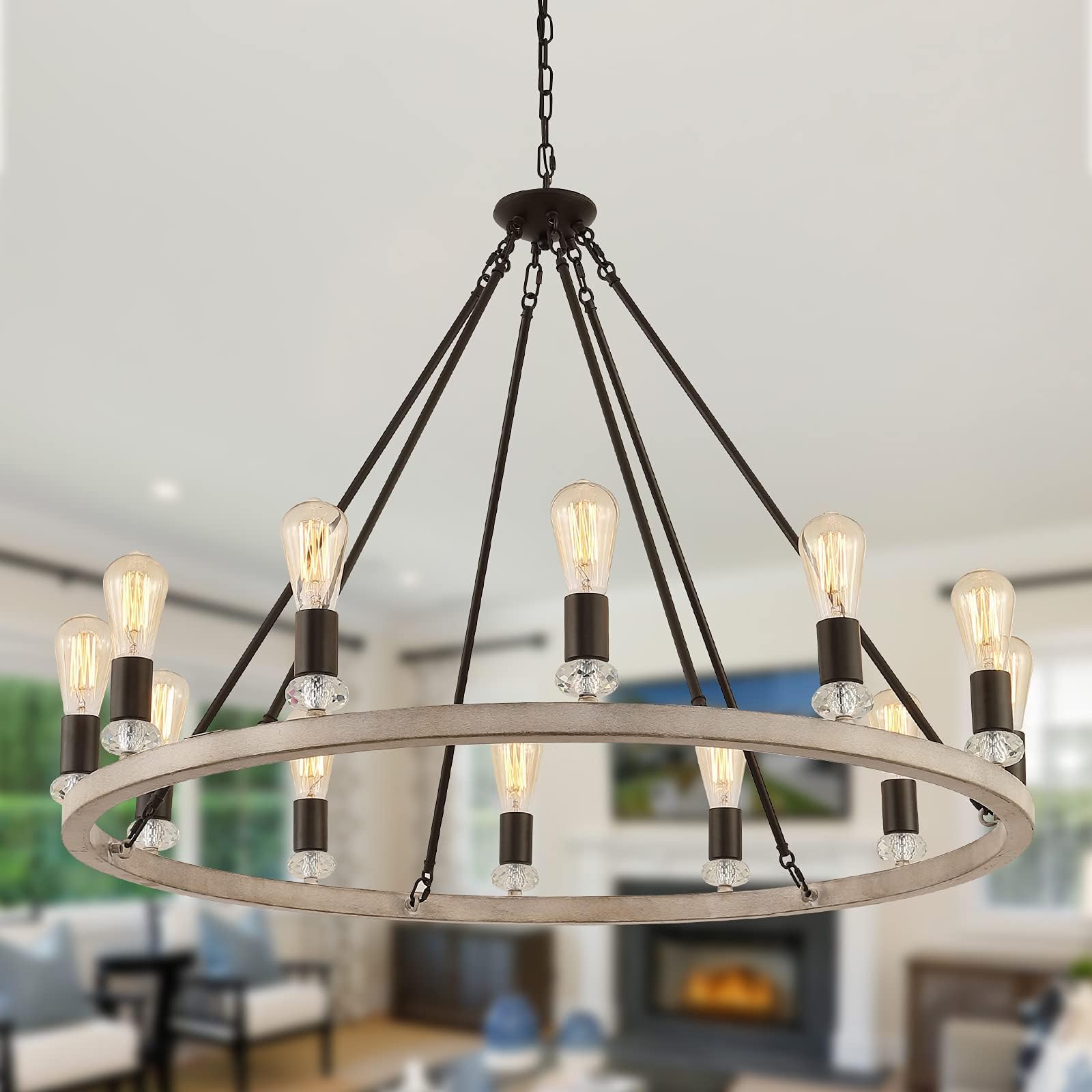 Farmhouse Wagon Wheel Chandelier