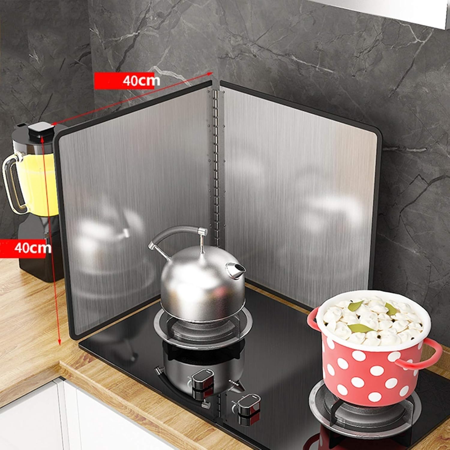 Splash Guard Splatter Screen Guard Stainless Steel Foldable Kitchen Wall Stove Oil Splash Guard Block Cover Anti Splatter Shield Nonstick 2 Sided for Frying Stove Wall,40 * 40cm