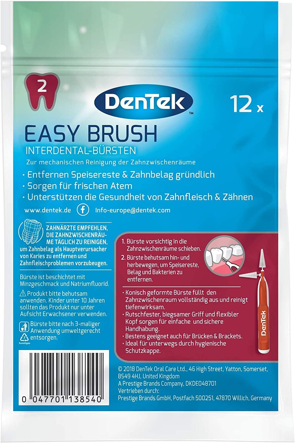 10 x Dentek Easy Brush 2.3 mm – 3.8 MM Fein ISO: 2
