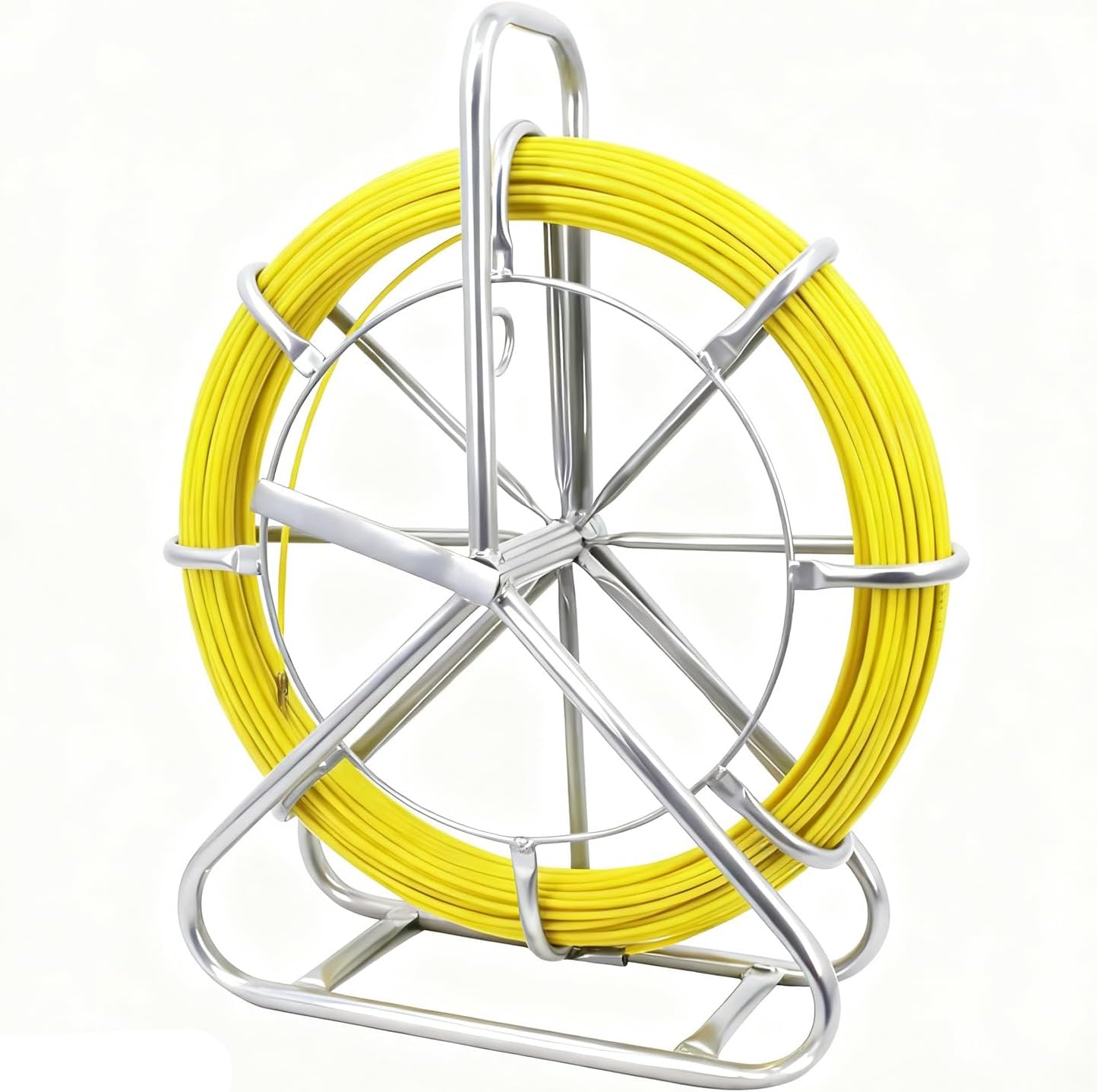 6mm (1/4") x 500ft (152M) Fiberglass Duct Rodder, Heavy-Duty Electrical Fish Tape Cable Puller with Durable Steel Reel Stand & Cage Wheel, Wire Running Rod for Conduit Installations