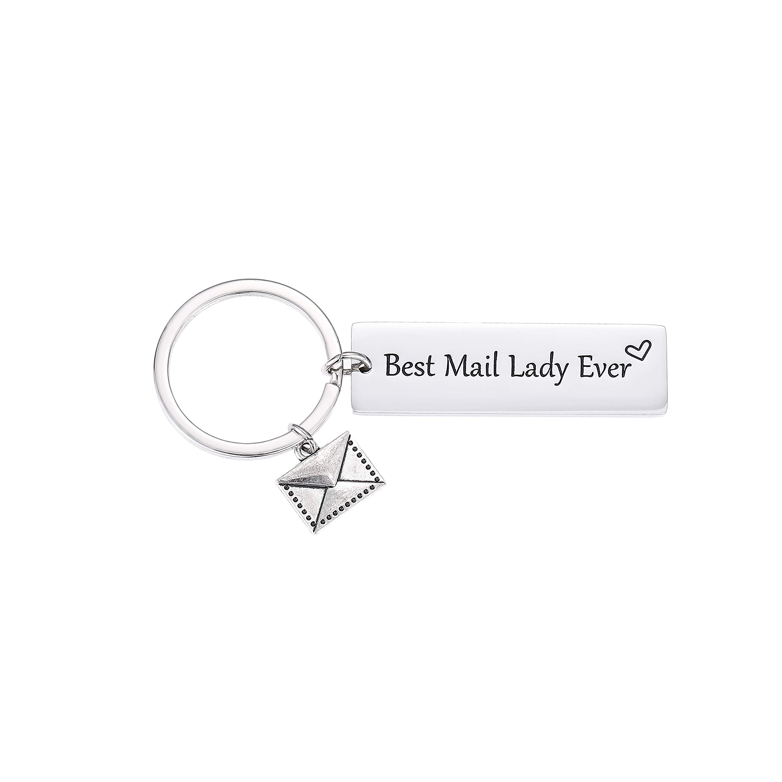FOXJWEL Mail Carrier Keychain Best Mail Lady Ever Key Ring Thank You Gift for Postal Worker