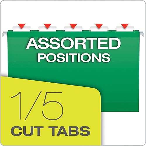 Vista 5 de Pendaflex fólder colgante reforzada, tamaño Legal, pestaña de 1/5, 25 por caja, Negro