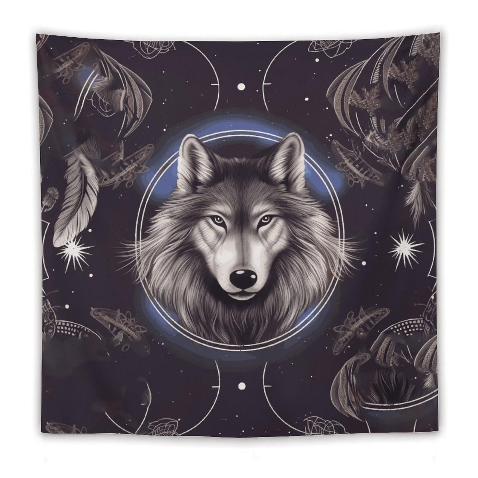 LDGSUPH Wolves And Dream Catchers Tapestry Wall Hanging Decor Anti-fading Aesthetic Wall Tapestries Fashion Wall Blanket Decor Modern Wall Art Tapestry for Bedroom Home Decor 60"x60"