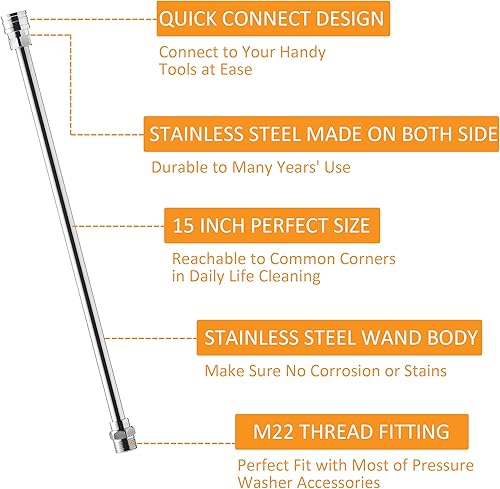 Miniatura 6 de PWACCS Kit de acoplador giratorio para lavadora a presión, varita de extensión para lavadora a presión