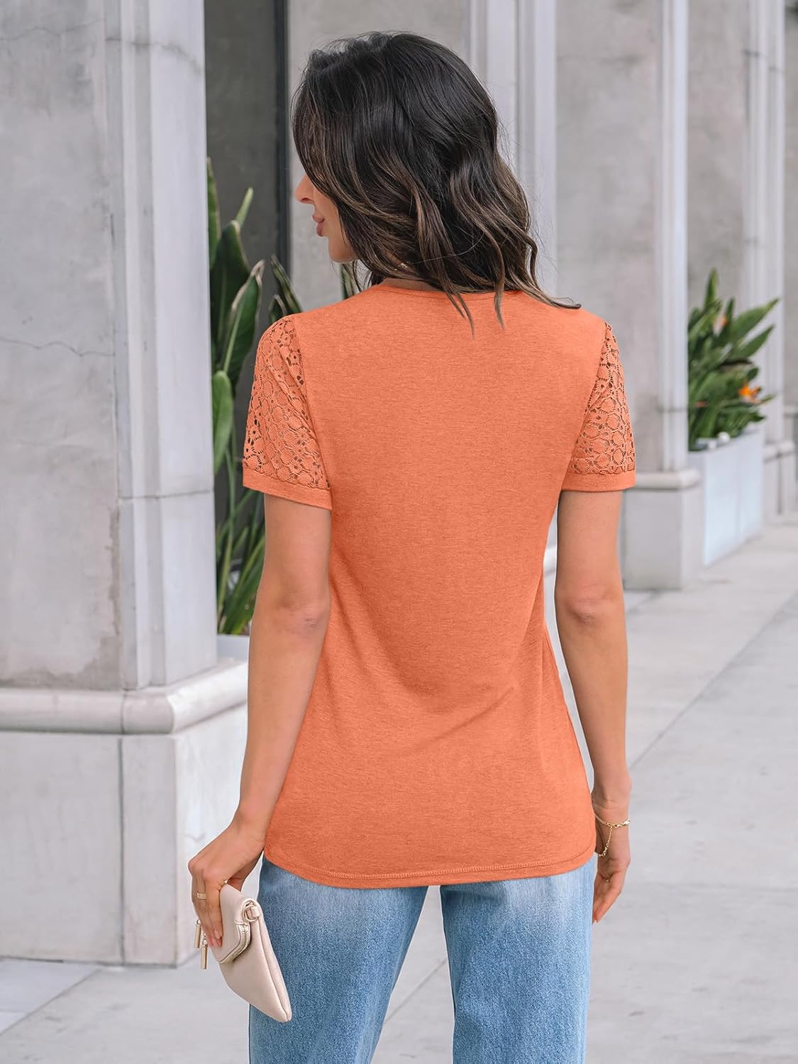 AUTOMET Women's Short Sleeve Shirts Dressy Lace Summer Tops 2026 Spring Trendy Casual T-Shirts Cute Work Outfits Blouses - Image 4