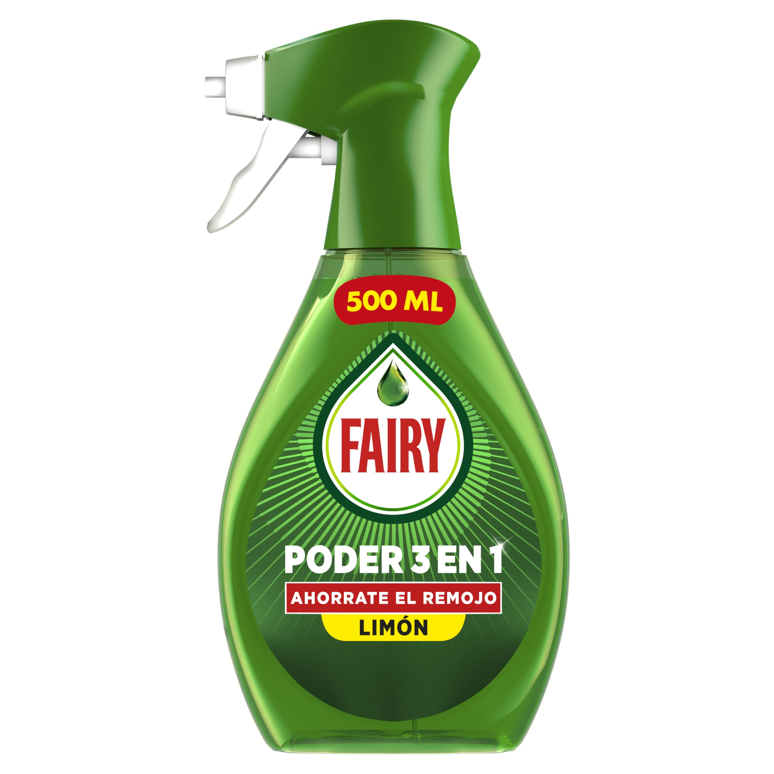 Fairy Poder Sin Remojo Limón Spray, Vajilla y Cocina, Antigrasa, 500ml