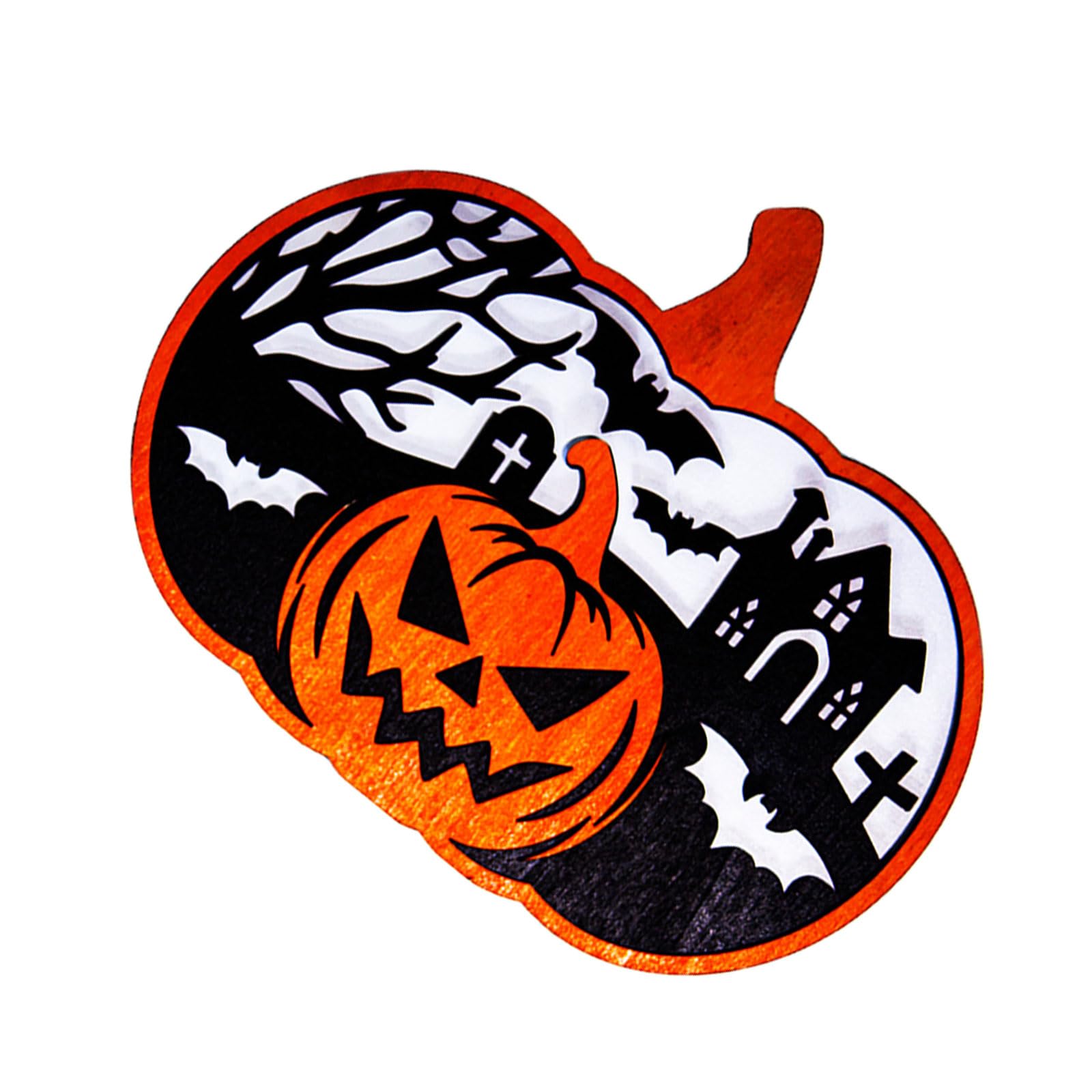 Qusinfc Eerie Wooden Specter Pumpkins Hanging Decoration Halloweens Party Supplies 18x15cm Multiple Designs Home Festival Decors Horror Theme Wooden Wall Decors