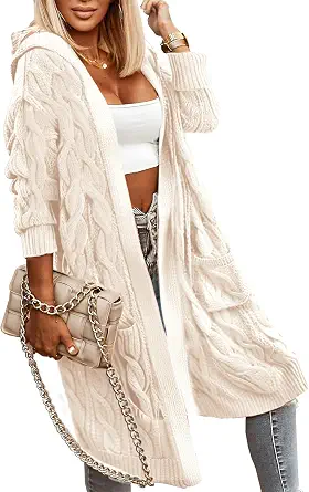 WIFFGO Cable Knit Cardigan Sweater for Women