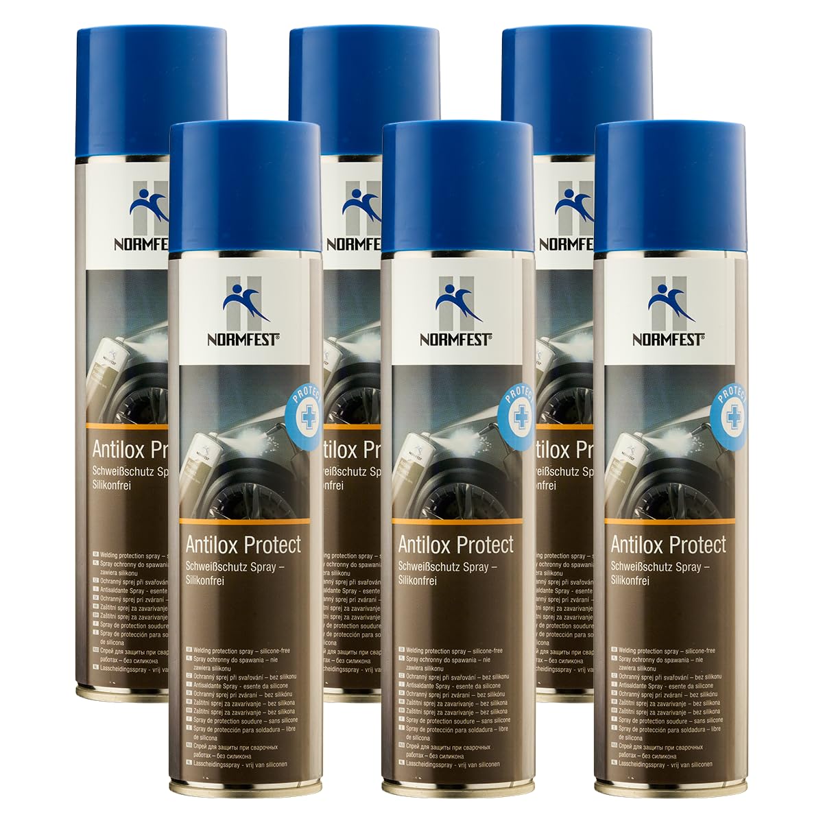 Normfest Antilox Protect – Schweißschutz-Spray gegen Schweißspritzer & Anhaftungen – silikonfrei, nicht entzündlich & biologisch abbaubar – professioneller Schweißschutz für MIG/MAG – 6x 400 ml