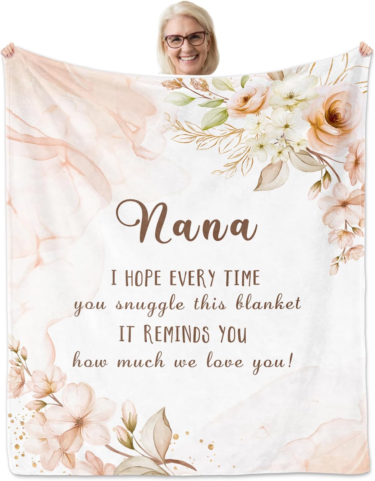 Afterprints Nana Gifts, Nana Blanket with Flowers and