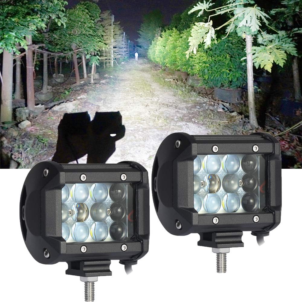 LED Lights Bar 2PCS 4Inch 36W White 6D Triple Row Spot Beam