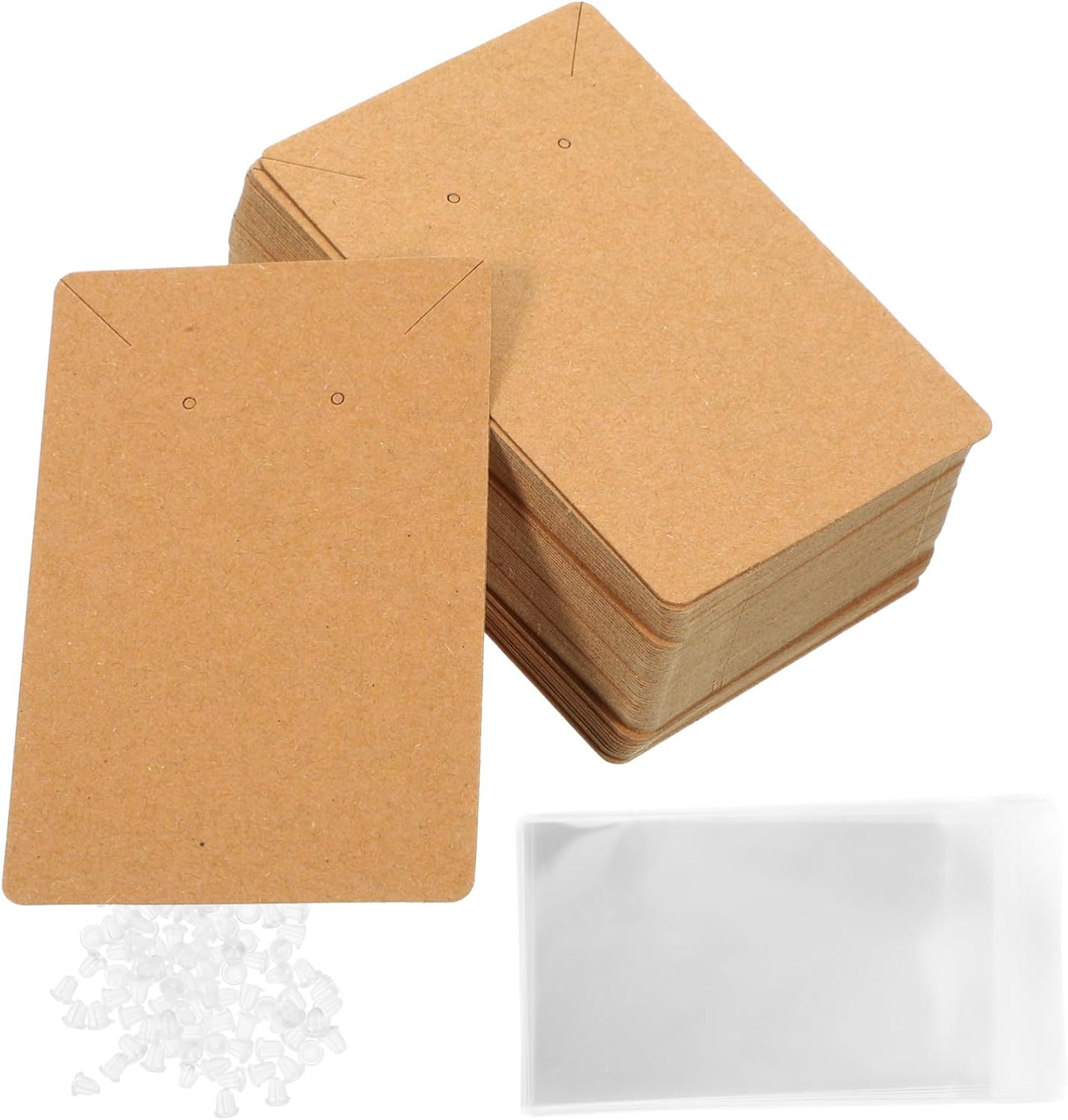 KALLORY 1Set Jewelry Earring Wrapping Kit Ear Packaging Card with Bags Earring Backs for Storage and Display of Earrings Necklaces Bracelets