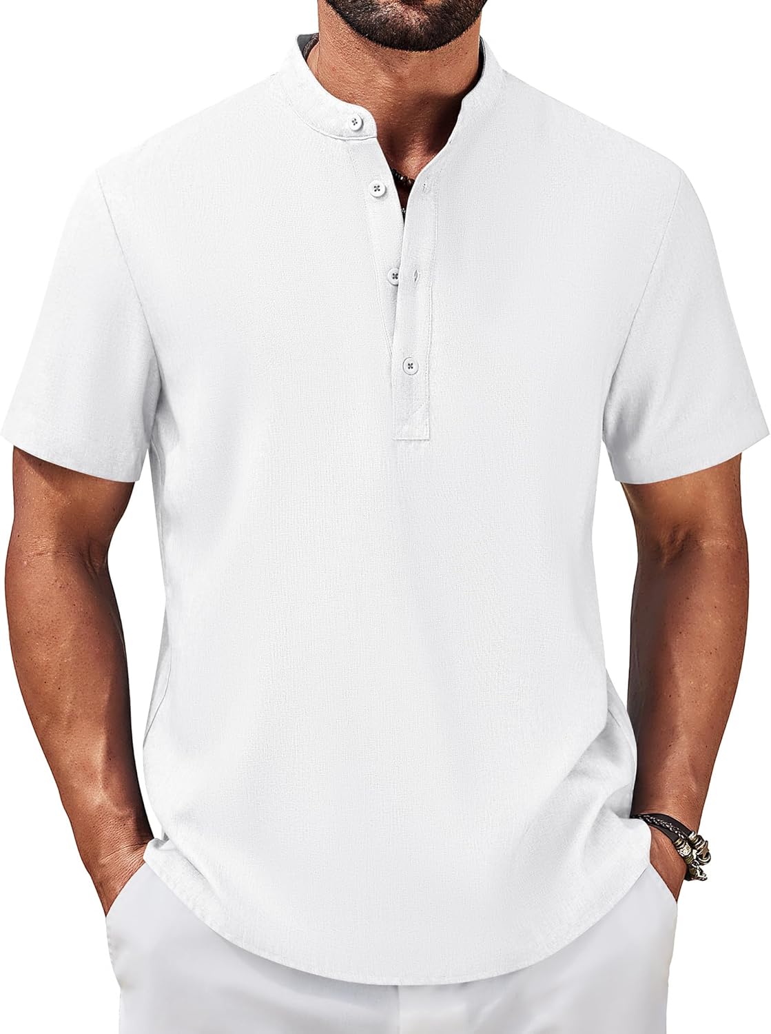 COOFANDY Henley Shirts for Men Short Sleeve Shirts Casual Mens Summer Beach Shirt