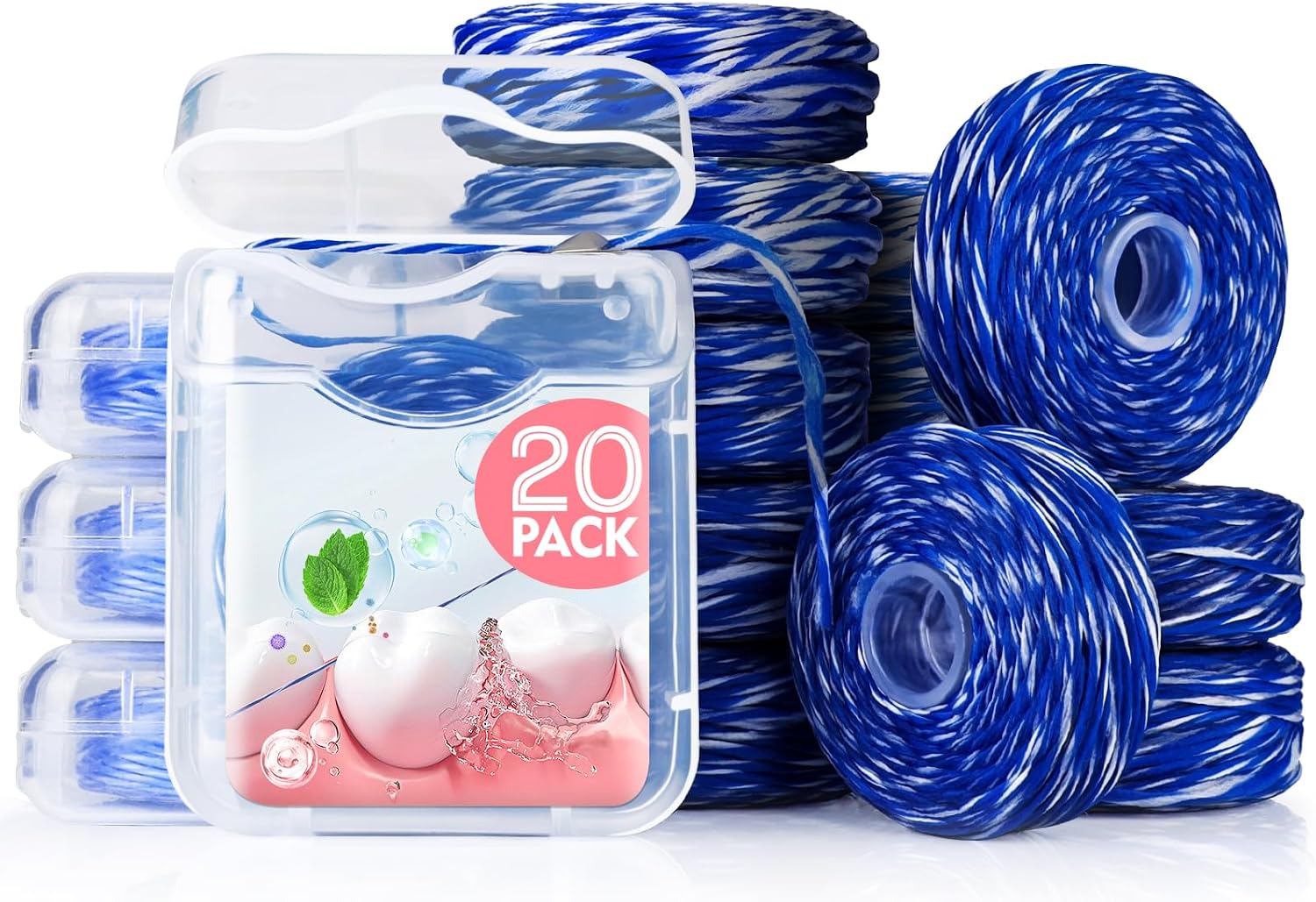 3 Flavors Waxed Dental Floss Expanding,Natural Mint,Vanilla and Coconut Floss String for Gentle,Oral Care Whitening Tooth,Plaque Remover for Teeth,12 Spools(32.8 yd Each)