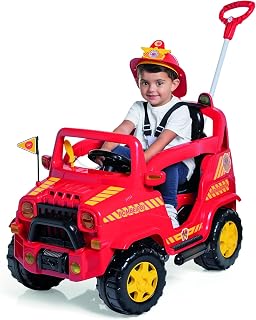 Carrinho Infantil 2 em 1 Passeio ou Pedal Diipi Bombeiro com Capacete Calesita