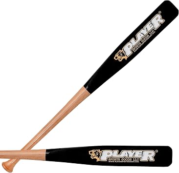 34" Pro Maple Flat Half Paddle Training Baseball & Softball Bat in Size 34" / Weight 23 Oz/Flat 3" for Adult & Professional Players in Natural Wood & Black Barrel by Player Sports Goods LLC
