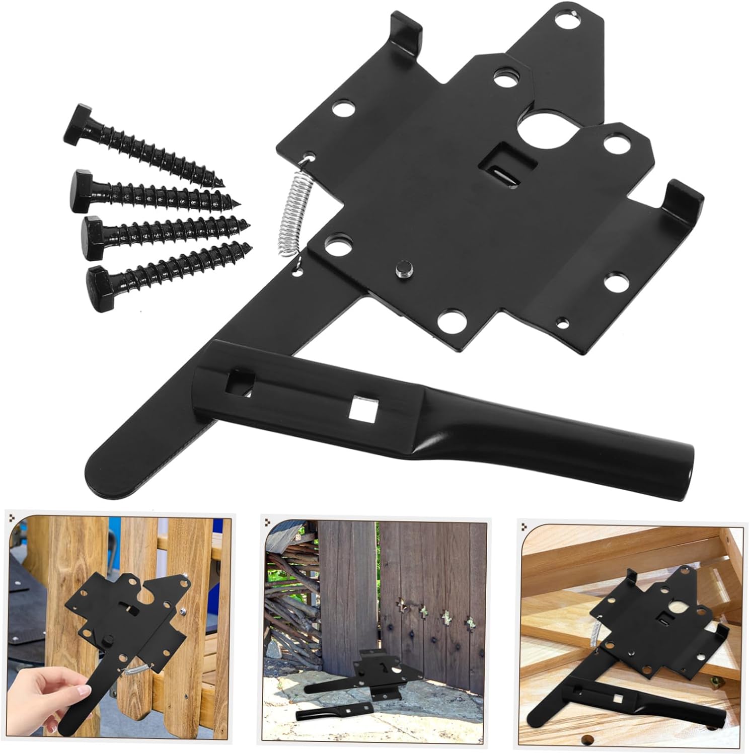 Uonlytech 1Set Heavy Duty Gate Hinge Latch Durable Construction for Wooden Fence for Farm and Garden Gates User Friendly Installation Classic Design for Outdoor Elegance