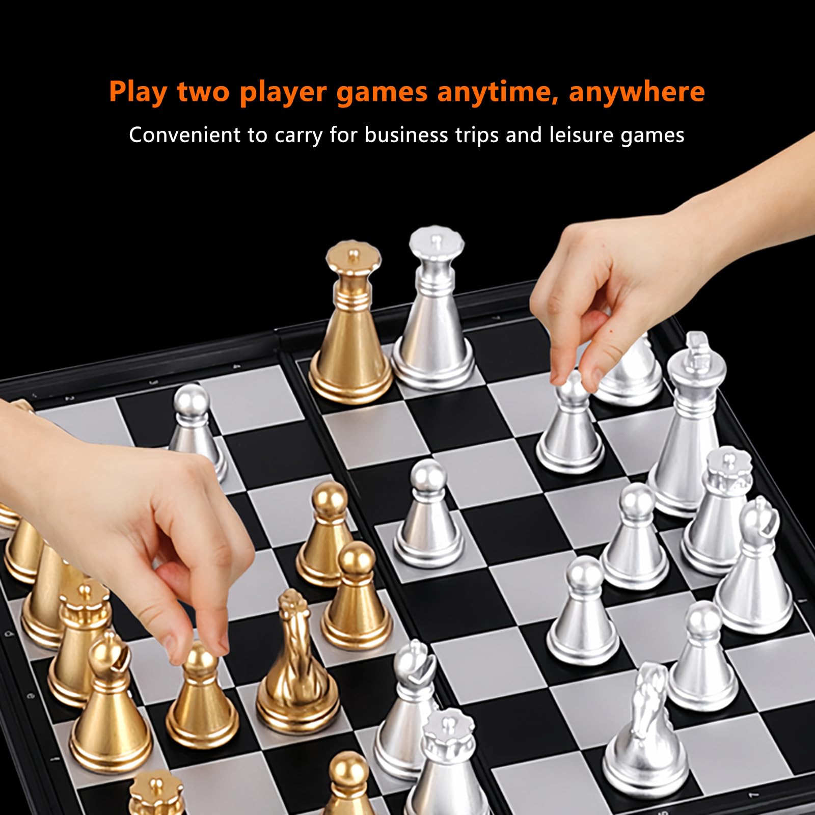 Pliable Portable Ensemble D'échiquier,Portable Chess Board 5,1" Avec Des Emplacements De Rangement D'échecs,Faciles à Transporter,Jeu d'échecs Magnetique Pour Débutants Et Adultes(Size:13*13in)