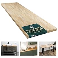 Vista 12 de Bme Hevea Encimera de Bloque de Carnicero de Madera Maciza, Superficie de Mesa de Madera, Superficie de Mesa de Bloque de Carnicero para Isla