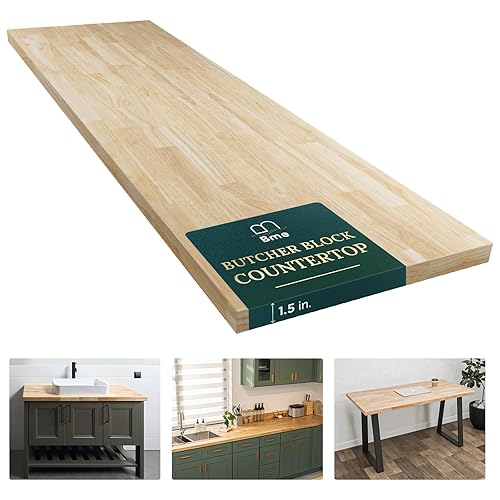 Miniatura 10 de Bme Hevea - Bloque de carnicero de madera maciza, encimera de bloque de carnicero sin terminar para lavadora, secadora, isla o encimera de cocina, 8
