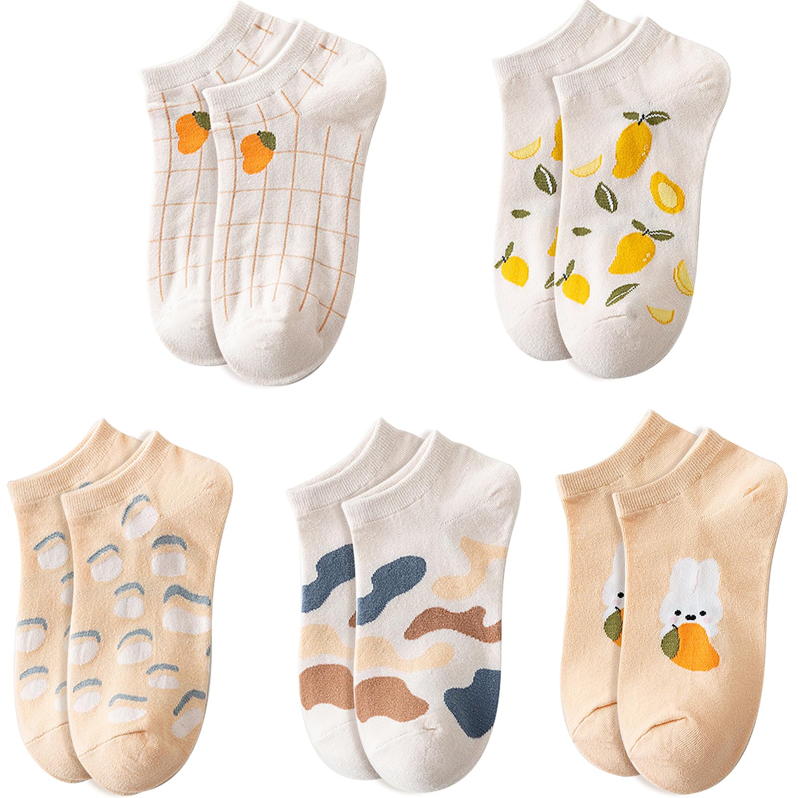 Glamorstar Women Socks Cotton No Show Low Cut Socks Ankle Sock 5 Pack