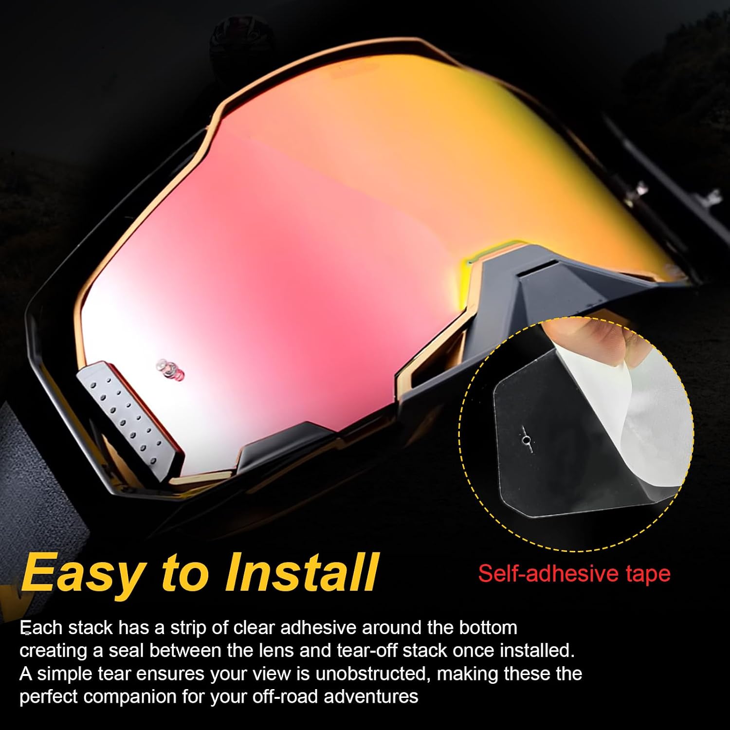Goggles Tear Offs for 100 Percent Strata 2/Racecraft 2/Accuri 2 Goggle, Dirt Bike Motocross Goggles Tearoffs Standard, Clear, Anti-Fog, Scratch-Resistant, Precise Fit, 25 Pack