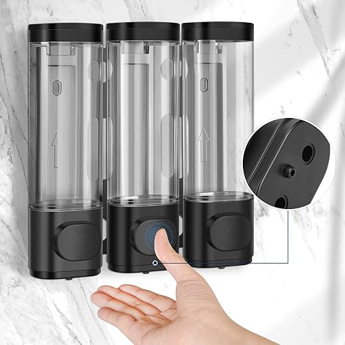 Miniatura 3 de Dispensador y Organizador con Bomba de Ducha 3 en 1 Montado en la Pared del Baño, Dispensadores para la Ducha, Dispensador de Champú y