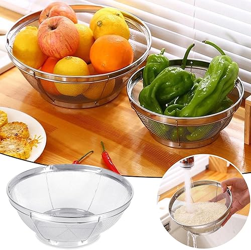 Miniatura 6 de Paquete de 5 coladores para cocina, colador de acero inoxidable 188, colador de malla fina para pasta, arroz y frutas, tamiz para colar, drenar,