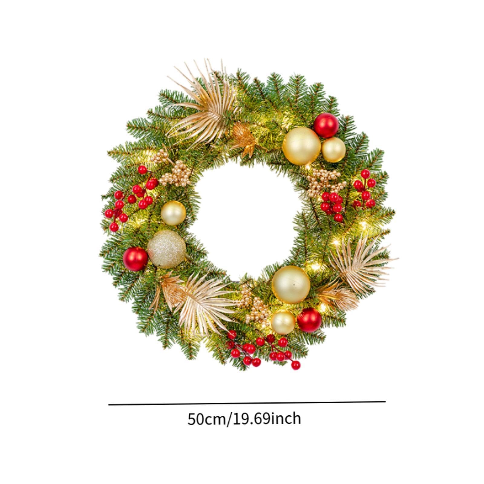 Sharplace Couronne de Noël pour Porte d'entrée, Guirlande saisonnière Lumineuse, Ornement Suspendu de 50cm, décoration de noël pour Patio, Maison, cheminée