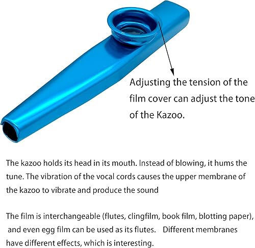 Miniatura 5 de Paquete de 2 Kazoos (azul, morado) con 6 flautas de membrana de diafragma todo en una caja de regalo