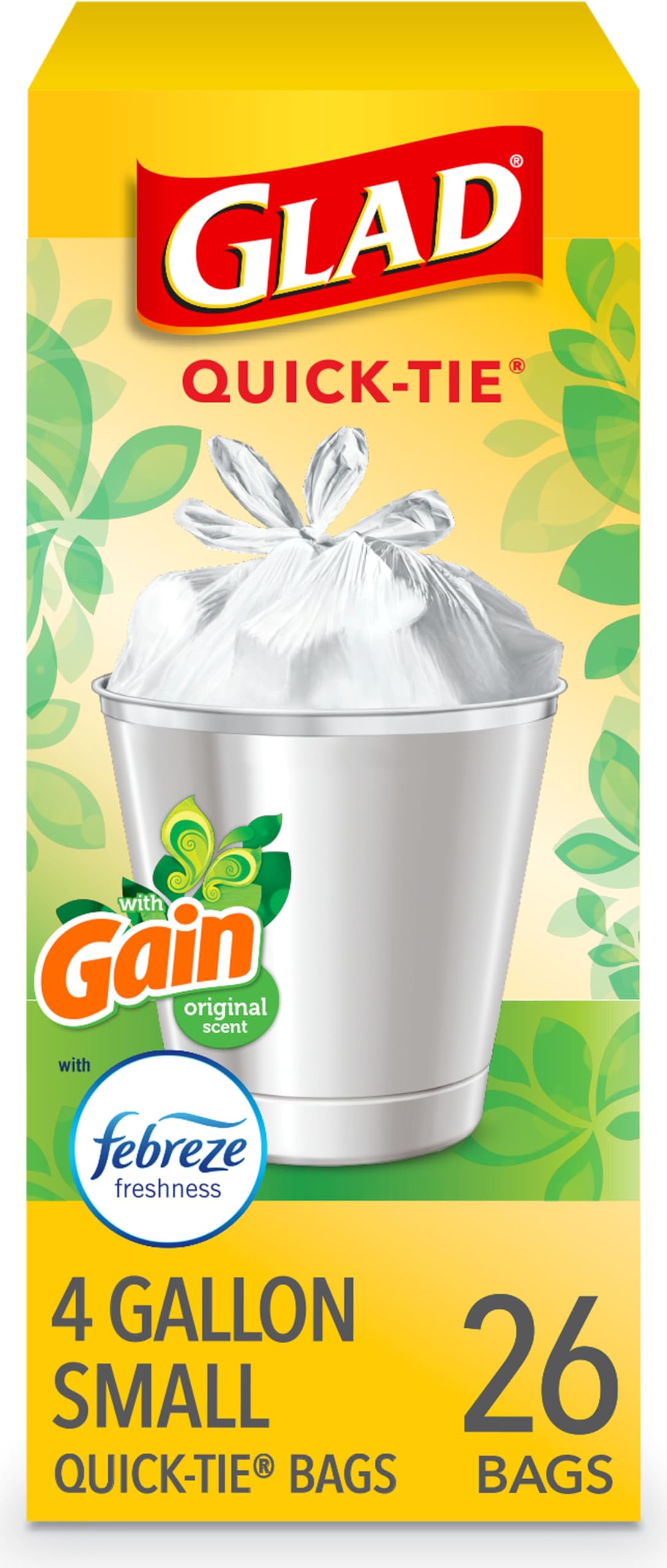 Trash Bags by Glad – 1 Count (Pack of 26), 4.0 gallons, Plastic, White, Pack of 26