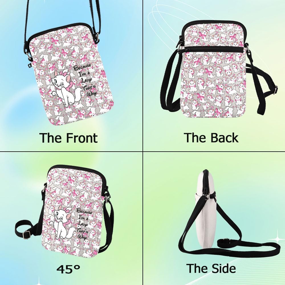 G2TUP Cartoon Cat Crossbody Bag Cats Lover Gifts Because I'm a Lady Shoulder Bag Cartoon Movie Themed Merch - Image 4