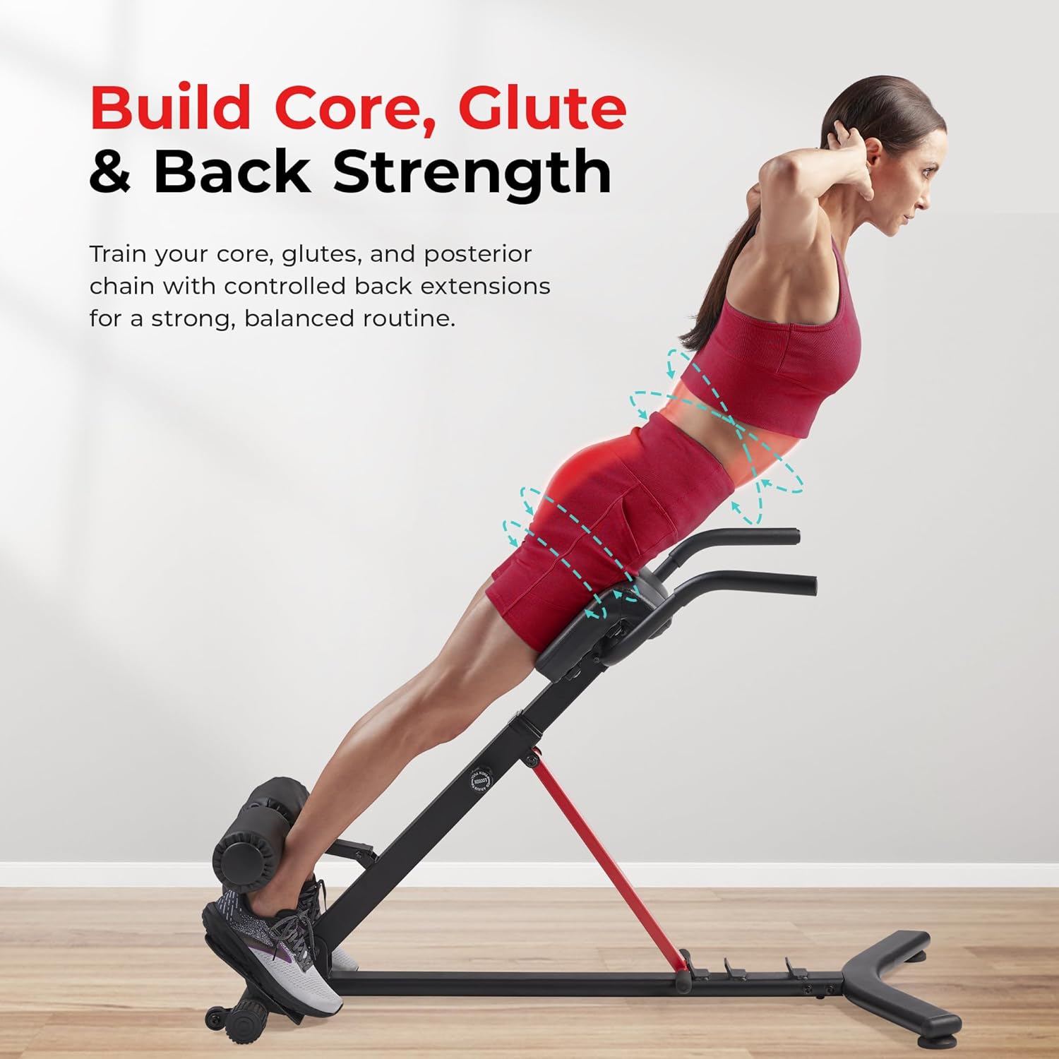 Sunny Health & Fitness Foldable Hyperextension Roman Chair w/Back Extension, Home Gym Sit Up Bench for Glute & Ab Workouts, Optional Adjustment Incline & Multi-Function Heavy-Duty Exercise Equipment