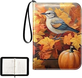 Pumpkin Fall Waterproof Trading Card Binder,400-Pocket Trading Album Display Holder,Display Case with Card Sleeves Set for Soccer Card,Gaming Cards,and Other TCG 2011699