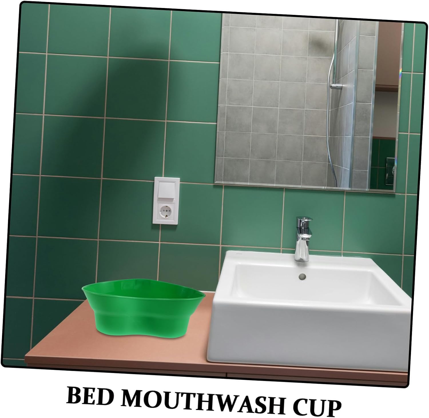 Unomor Bedside Dental Cup for Brushing and Rinsing, Plastic Green