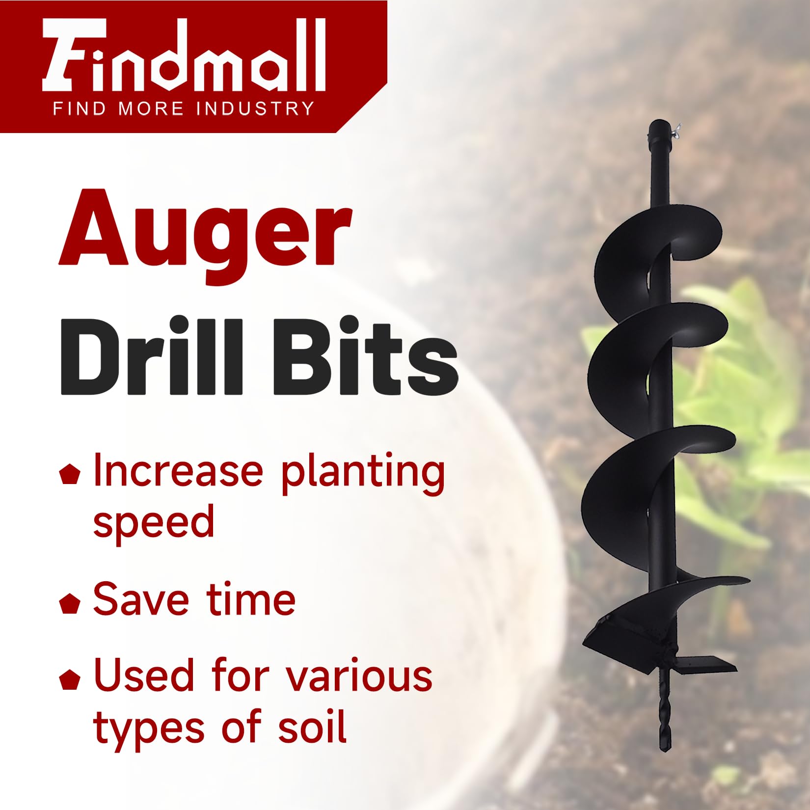 findmall - Broca para Taladro de Tierra (4 cm, 6 Pulgadas, 8 Pulgadas, 10 Pulgadas, 12 Pulgadas, 12 Pulgadas, para Excavadora de Agujeros de Valla alimentada por Gas