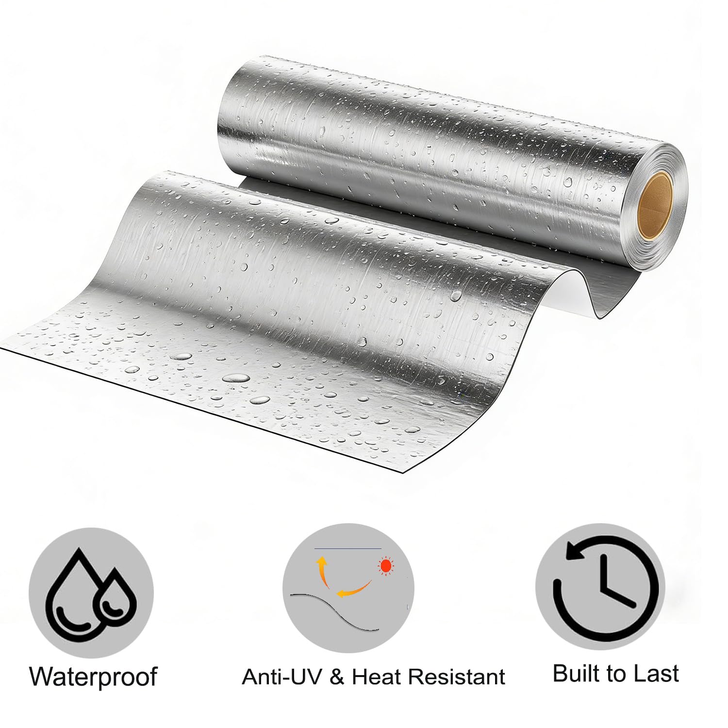 Dachfolie Aluminium 1x10m 10㎡ Selbstklebend Bitumenkleber für Gartenhäuser Garagendächer