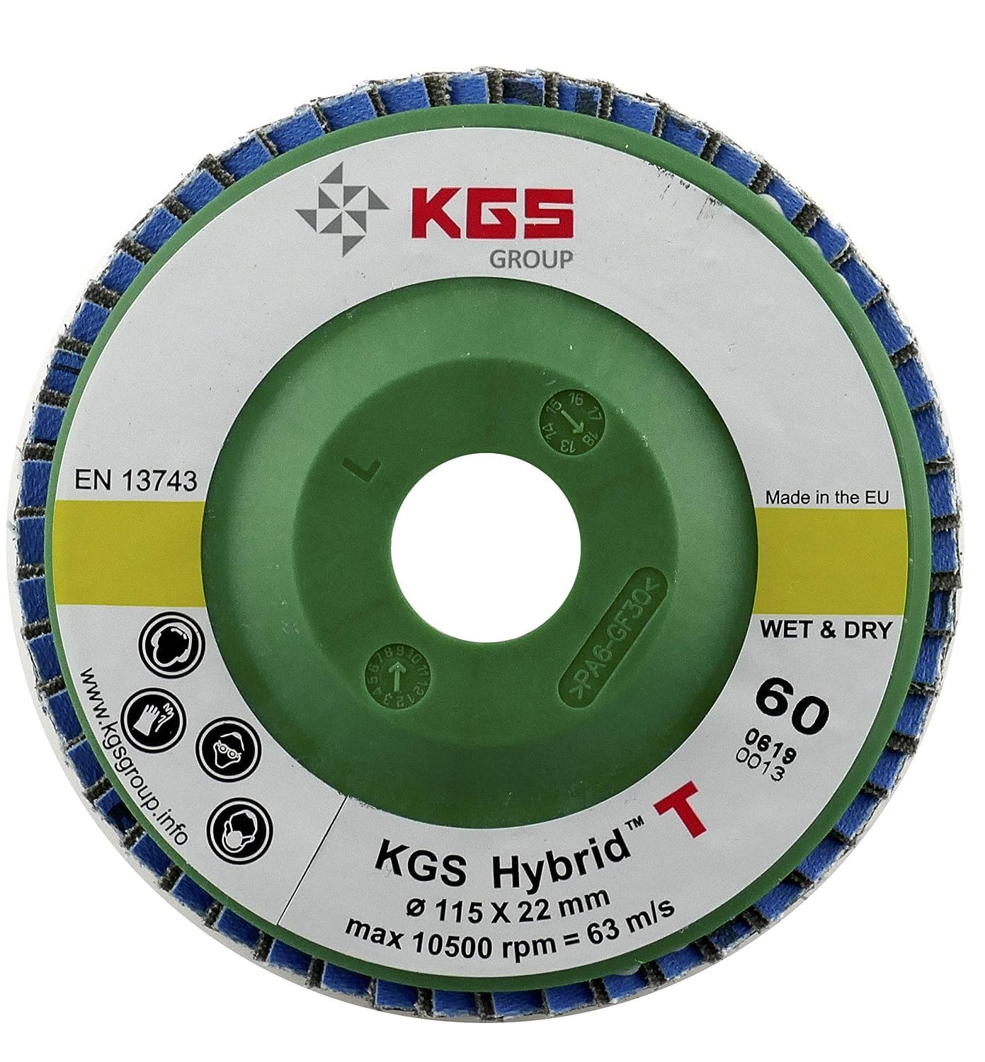 KGS HYBRID T - Discos de láminas ø115 - grano 60 verde