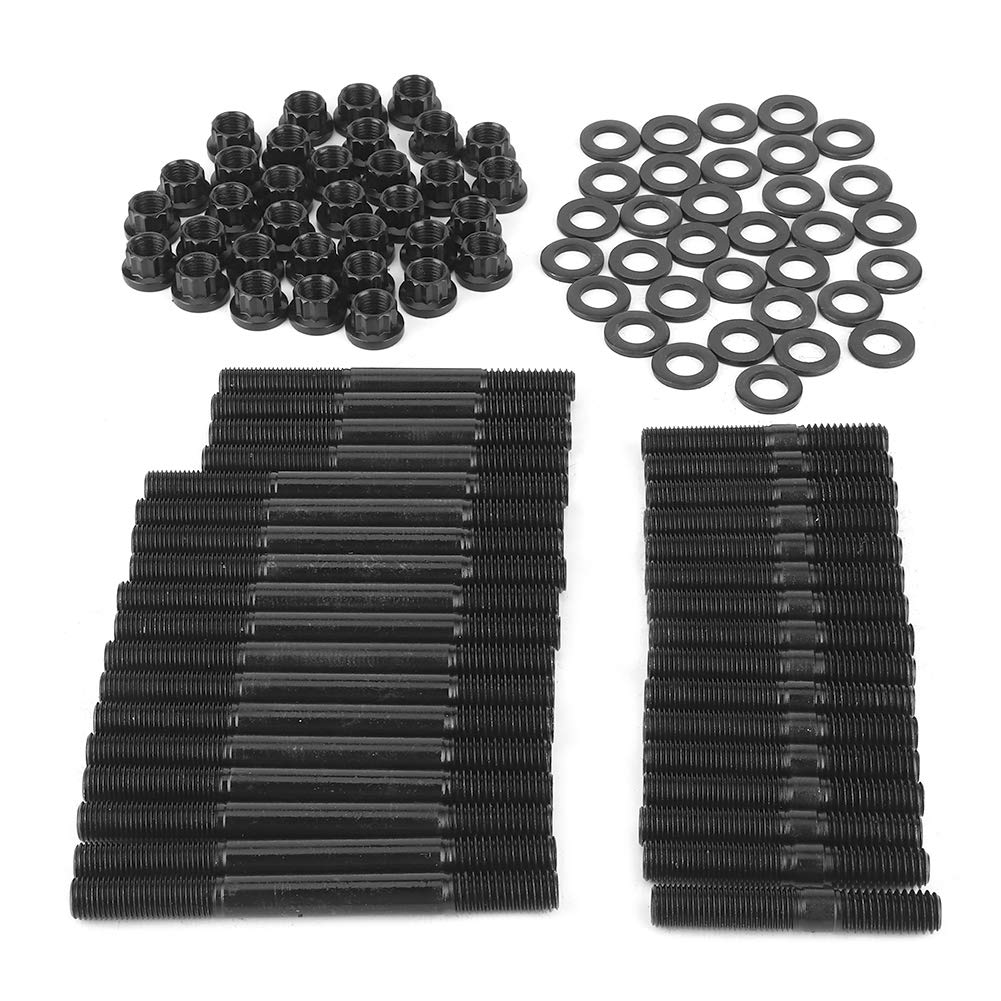 Kit di prigionieri per testata in acciaio al cromo-molibdeno per motori serie SBC. Elementi di fissaggio per testata in acciaio al cromo-molibdeno 8740 ad alta resistenza.