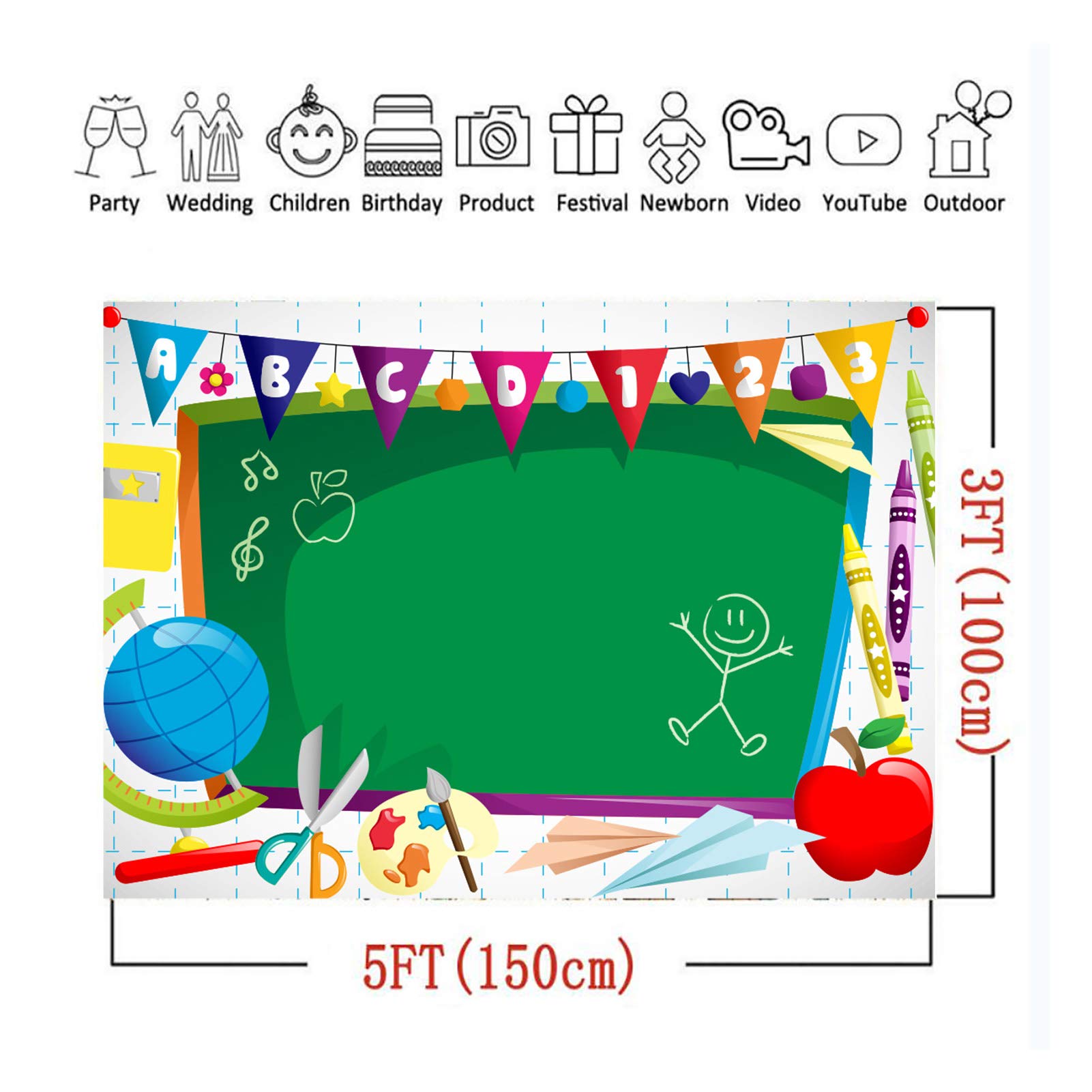 Leyiyi Fotohintergrund „Welcome To Kindergarten“ – 180x122 Cm, Polyester, Waschbar, Für Mottopartys & Fotoshootings