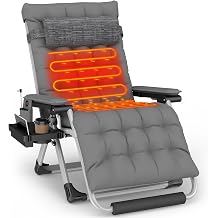 Slendor Heated Oversized Zero Gravity Chairs 33In, XXL Lounge Chair, Gray