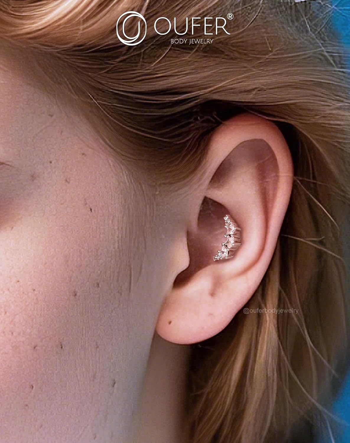 OUFER Helix Piercing Jewelry, 16G Star Shiny CZ Helix Earrings, 316L Surgical Steel Helix Cartilage Tragus Earrings for Women - Image 6